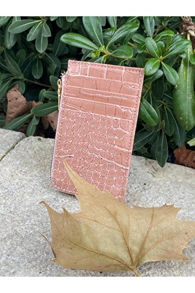 SÜNELA L Zipper-Shaped Croco-Patterned Card Holder Wallet
