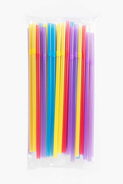 Karışık Renkli Körüklü Frozen Pipet 100'lü Paket