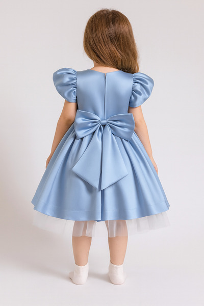 NSMLİFE Kız Çocuk Ön Arka Fiyonk Detaylı Yaka Incili Balo Parti Mezuniyet Doğum Günü Elbise