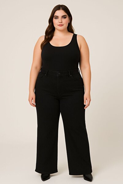 FİVA JEANS Women'S-Battal Premium Plus Size Wide Leg Lycra Comfortable Cut De...
