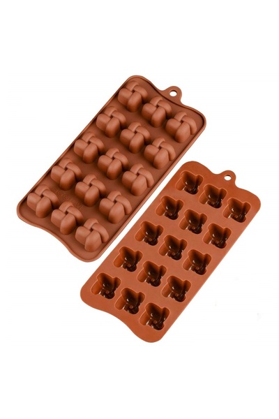 LUXER Forma Din Silicon Pentru Bomboane De Ciocolata Sau Jeleuri, 15 Forme Nod Impletit, 20.5x11 cm,