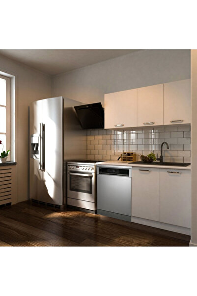Tdesigno Klos Hazır Mutfak Dolabı 140 Cm -Beyaz Laminat Tezgah Dahil-Bulaşık ...