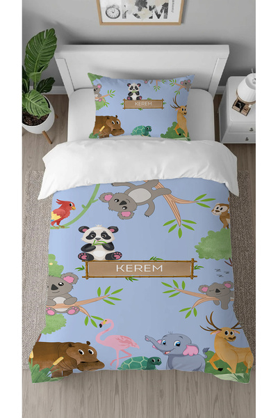 GREENDECOR Name Can Be Written Cute Animals Patterned Digital Printed Single ...