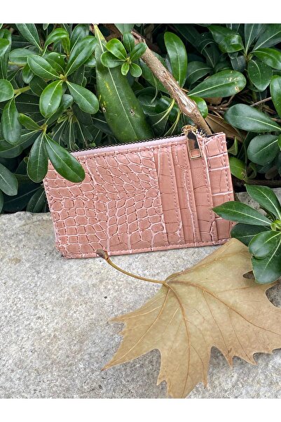 SÜNELA L Zipper-Shaped Croco-Patterned Card Holder Wallet