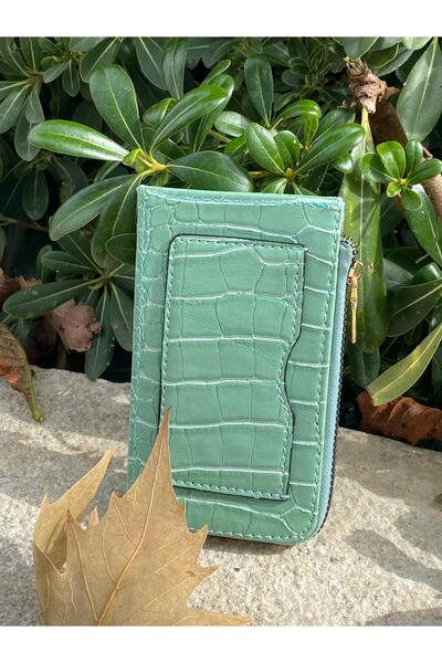 SÜNELA L Zipper-Shaped Croco-Patterned Card Holder Wallet