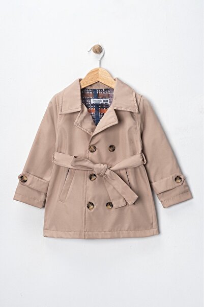 Seramis معطف ترينش للأولاد – أسود-بيج-كاكي - معطف مقاوم للماء مع حزام وأزرار ...