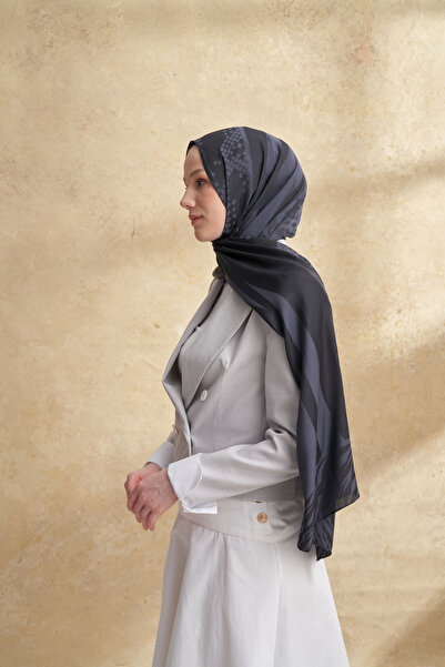 ARMANDA Fiori Jakar Leopar Mix Pattern Shawl - Anthracite