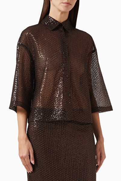 Marella Sequin Embroidered Shirt, Stylish Design with Sparkling Embroidery