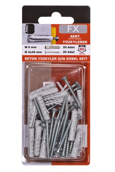 Torex VİDA DÜBEL SET ( 6 MM DÜBEL 20 ADET, 4X40 VİDA 20 ADET)