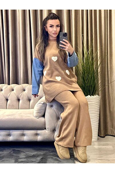 Intisimo Γυναικείο Σετ Πλεκτών, Δύο Τεμάχια, Over Size, Τζιν Μανίκια, Καρδιές...