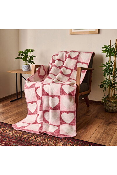 ASPARTAM Soft Amour Cotton Tv Blanket - Pink / Red - 130X170 cm