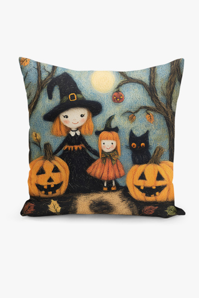Filamente Double-Sided Digital Print Throw Pillow Cover with Felt Craft Look ...