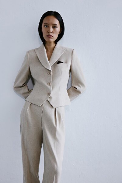 rue Melange Textured Beige Jacket