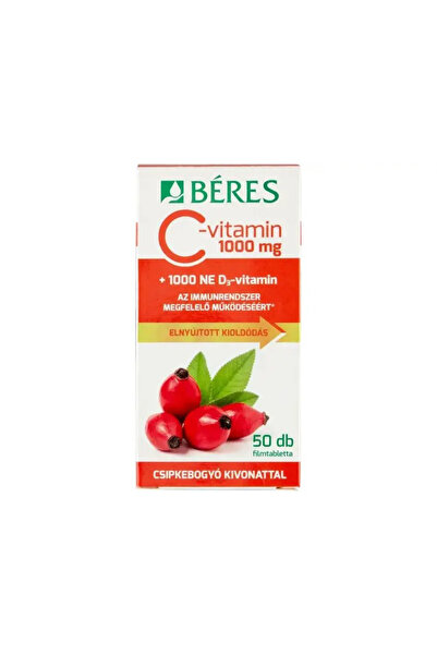 Béres Tablete filmate vitamina C retard 1000 mg, vitamina D 1000 U si extract de macese Beres 50 buc