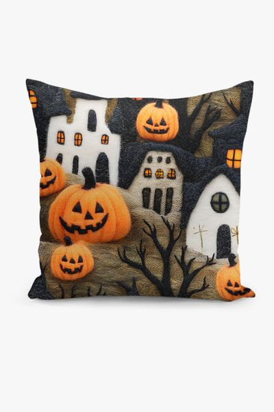 Filamente Double-Sided Digital Print Throw Pillow Cover with Felt Craft Look ...