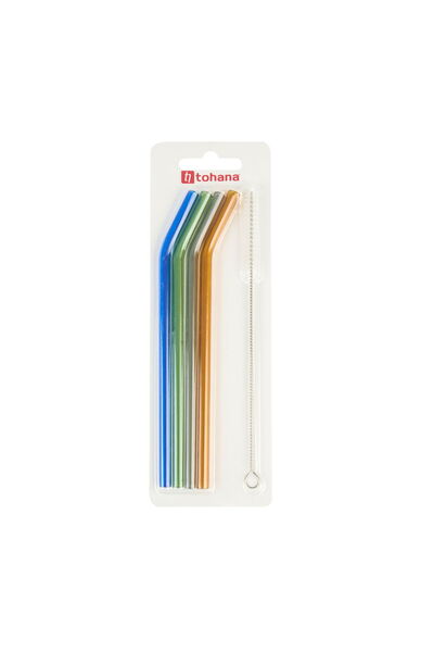 MATMEL Set of 4 Glass Straws - Colorful - 20 cm