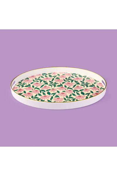 ASPARTAM Kitchen Pink Flower Oval Tray - Colorful - 39 cm