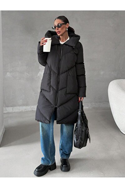 Ceylen Hooded Puffer Long Coat