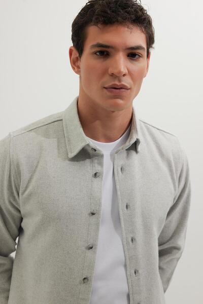 Tudors Чоловіча сорочка Slim Fit, вузького крою, з довгими рукавами, однотонна, зимова, сіра