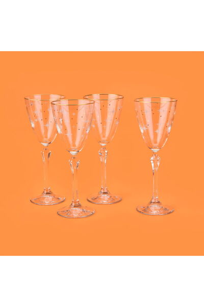 MATMEL Star Gold Gilded Set of 4 Footed Glasses - Yellow / Transparent - 255 ml