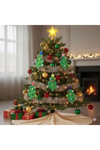 iğne izi El Yapımı Yılbaşı Ağacı Süsü, Çam Ağacı Süsü, Noel Ağacı Süsü, 5'li ...