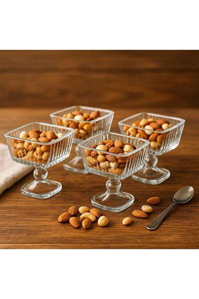 Noah Exclusive Footed 4-Piece Square Cerezli Bowl-160 Cc -9 Cm*9 Cm* 9.5 cm