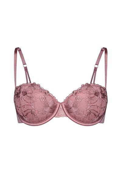 ESOTIQ Balconette Push-Up Bra Padded & Underwired with Floral Lace Decorative Straps | Cindarella