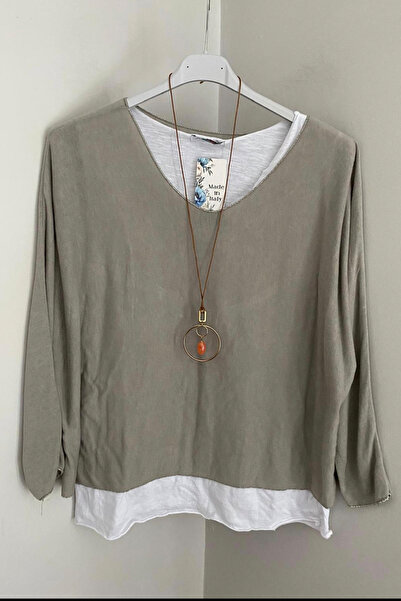 AYASOFYA OTANTIK Women's Italian Mink Plain Patterned Collared Cotton Combed Sleeveless Inner Long Sleeve Knitwear Blouse 2-Piece Set