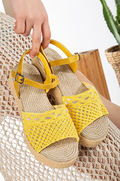 guijarro Toc cu pană de răchită Papuci/Sandale de vară pentru femei |   Detaliu de tricotat pentru plajă și utilizare zilnică