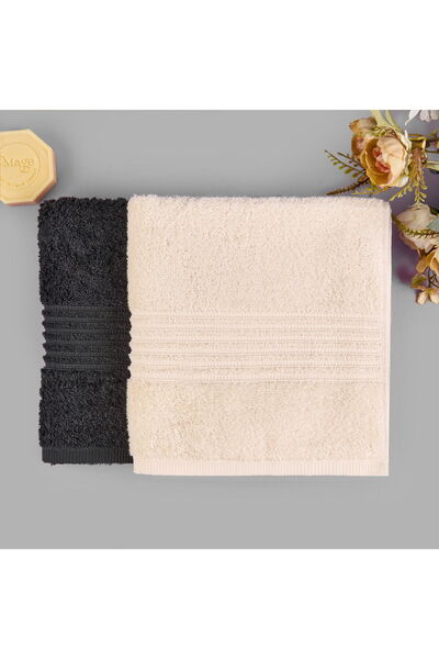 MATMEL Soft Samantha 2-Piece Towel Set - Cream / Anthracite - 50X100 cm