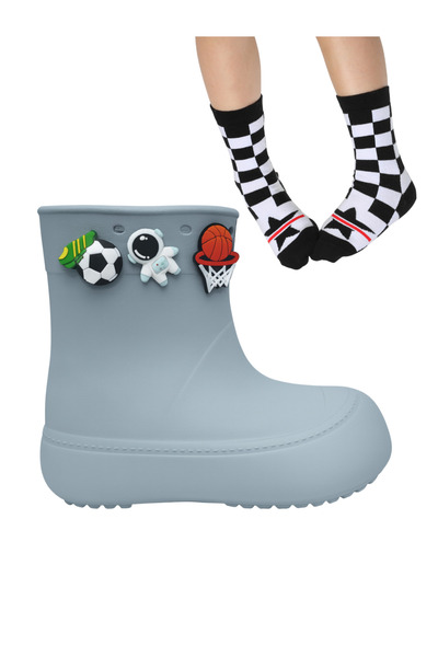 Casabony Gray Boy's Rain Boots & Socks Set