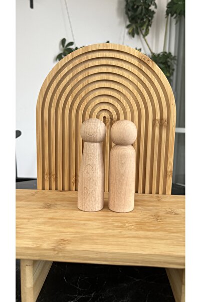 Alf Wood 2'li DEV BOYUT Ahşap Peg Bebek Seti (11 cm) - Dekoratif Boyanabilir ...