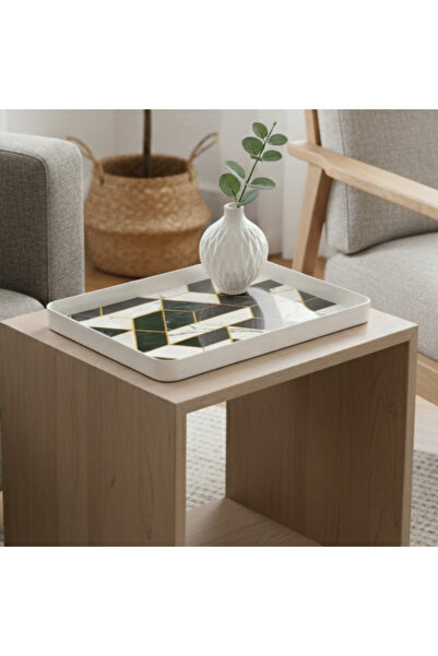 SUPPLIER Serving Trays Set of 3 | Black and White Marble Pattern with Gold Lines