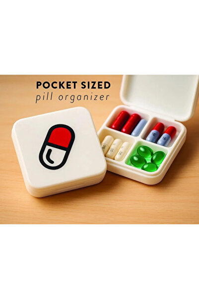 deep3d Cep Boy İlaç Düzenleyici – 4 Bölmeli Taşınabilir Hap Kutusu (Kapsül ve...