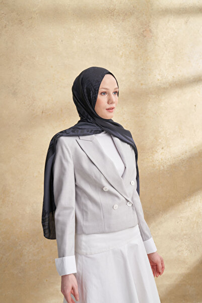 ARMANDA Fiori Jakar Leopar Mix Pattern Shawl - Anthracite