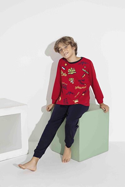 RAPAPA Boys' Colorful Printed Long Sleeve Pajama Set - Interlock Fabric 7413K