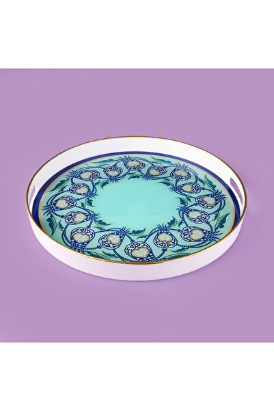 ASPARTAM Kitchen Lale Glass Round Tray - Colorful - 35 cm