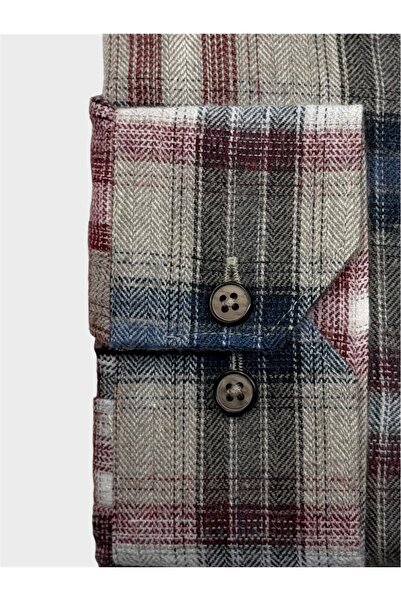 KAMER Men's Regular Fit Winter Long Sleeve Button-Up Collar Single Pocket Plaid Multicolor Shirt 3848E