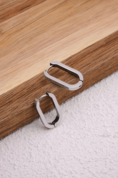 ByFlorya Jewelry Steel Ellipse U Earrings Non-Tarnish Plate 4cm Suitable for Daily Wear