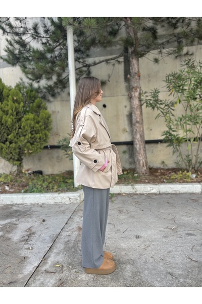 Yuli Trençkot/Premium Kalite/Astarlı/Kısa Boy Trençkot