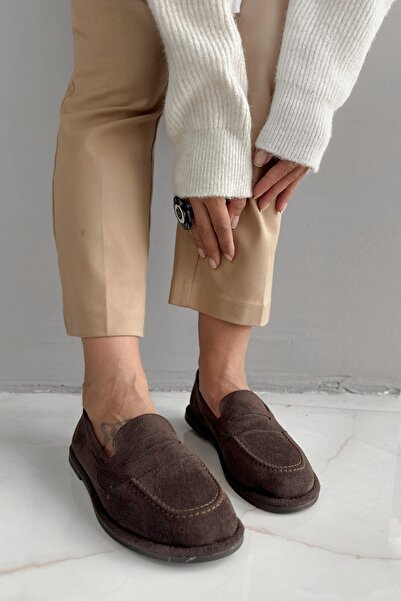 Shoebutik Salida Гіркий кави Замша Жіночі мокасини