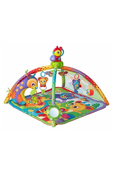 Playgro Woodland Play Gym with Music & Light Projector, Soft Padded Mat, Hanging Toys, Built-in Teet