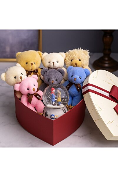 Lexi Bella Sevgiliye En Tatlı Hediye Seti Peluş Ayıcık Kalpli Kutuda 7 Mini P...