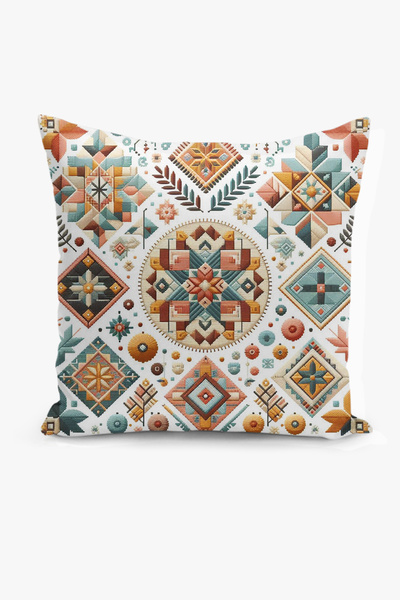 Filamente Husă de pernă cu imprimare digitală pe două fețe, cu aspect de broderie, model floral