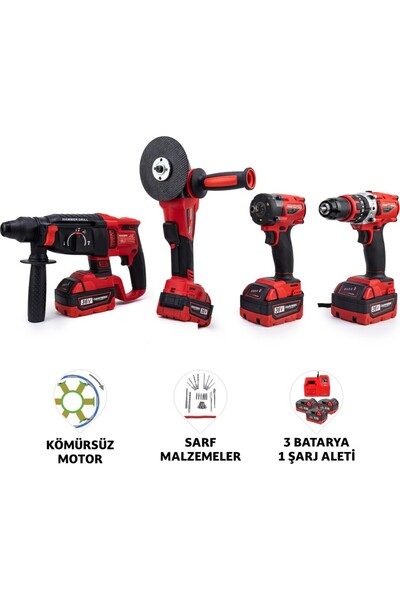 SMS Dörtlü MAtkap Set (13MM Çelik Mandren 600 NM Somun Sıkma Ş.spral Ş.hilti)