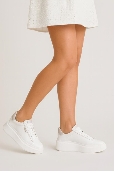 GARKONY Women's casual shoes Natural Leather White Dalia