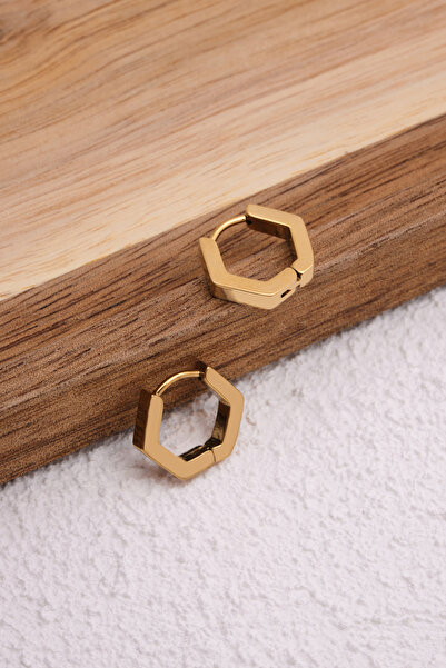 ByFlorya Jewelry Steel Hexagonal Earrings Non Tarnish 1.5cm Diameter Suitable for Daily Wear Plate Earrings