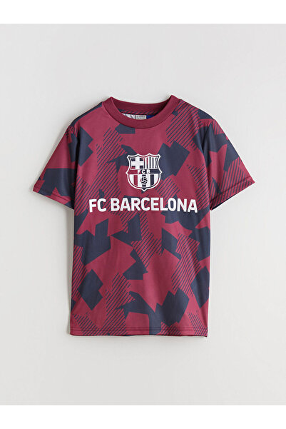 LC Waikiki LCW KidsBisiklet Yaka Barcelona Baskılı Erkek Çocuk Tişört