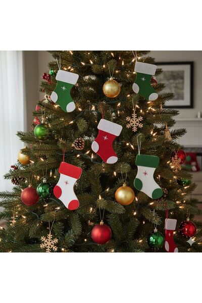 iğne izi Ornament pentru brad de Crăciun realizat manual, ornament pentru brad de pin, ornament pentru brad de Crăciun, pachet de 5 ciorapi de Crăciun din pâslă