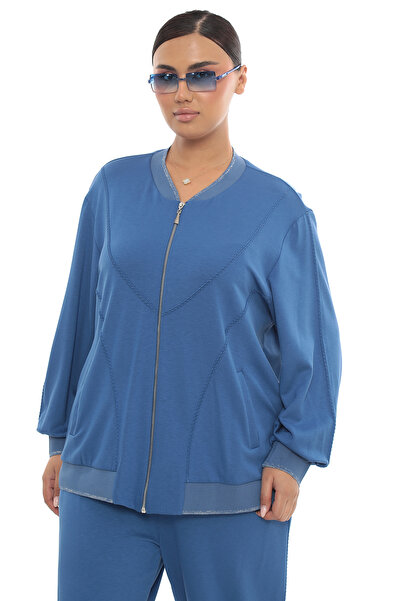 MİHANNA BÜYÜK BEDEN MODAL SPOR TAKIM FERMUAR VE RİBANALI